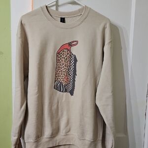 Wild Junkie  Beige Crewneck Sweatshirt with Mixed Animal & Check Graphic Chap